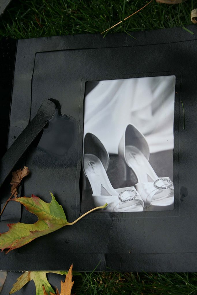 wedding album and shoes