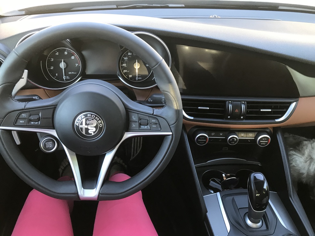 View of Giulia steering wheel