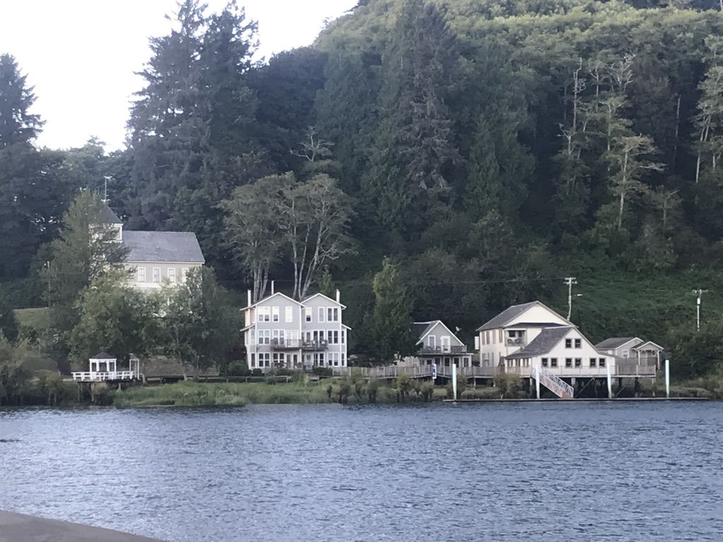 View of Skamokawa town and General Store over harbor
