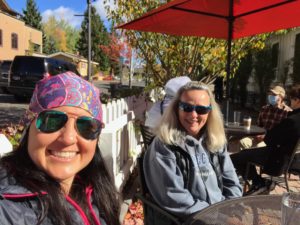 Julie K. and N patio dining in Sun Valley ID