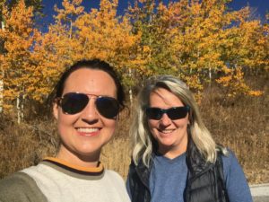 Julie K. and N with fall colors at Snow Basin