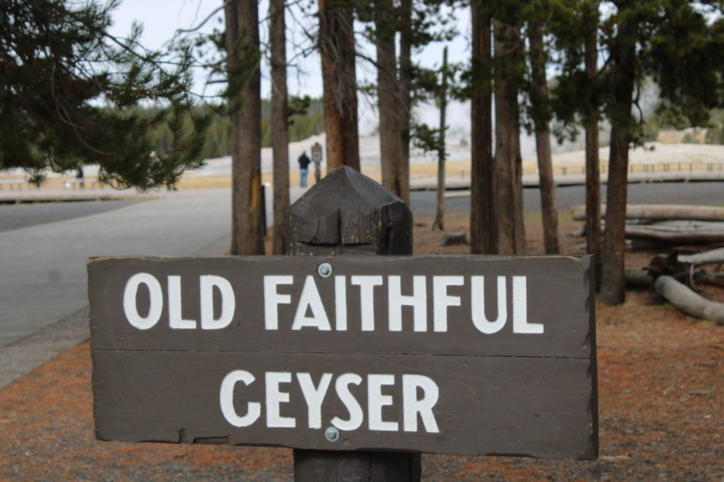 Old Faithful sign Yellowstone National Park