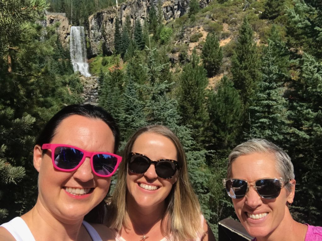 Julie K and her two coaching colleagues at Tumalo Falls