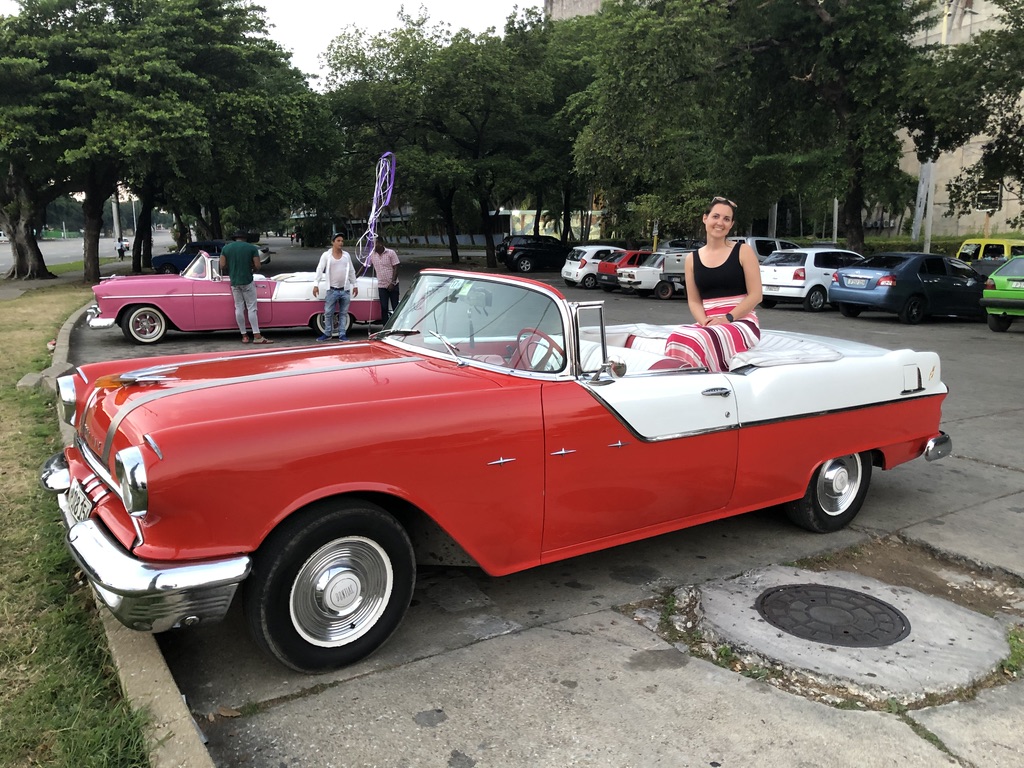 Julie K and 50s car in Havana