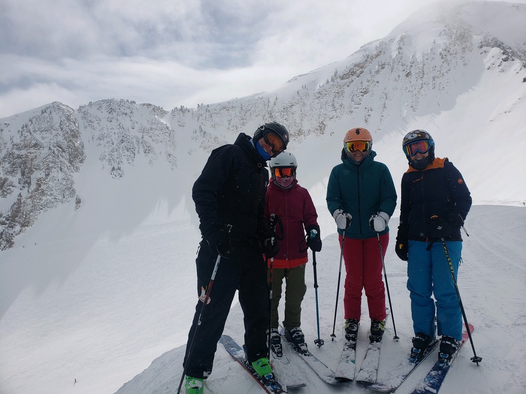 Julie K and friends skiing Snowbird in Utah
