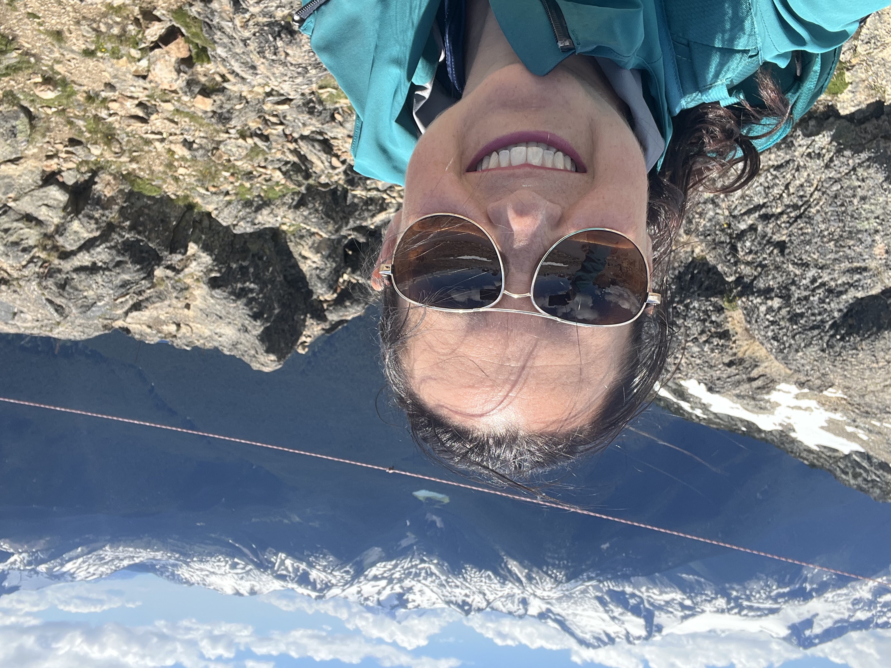 Julie hiking on top of Whistler Peak
