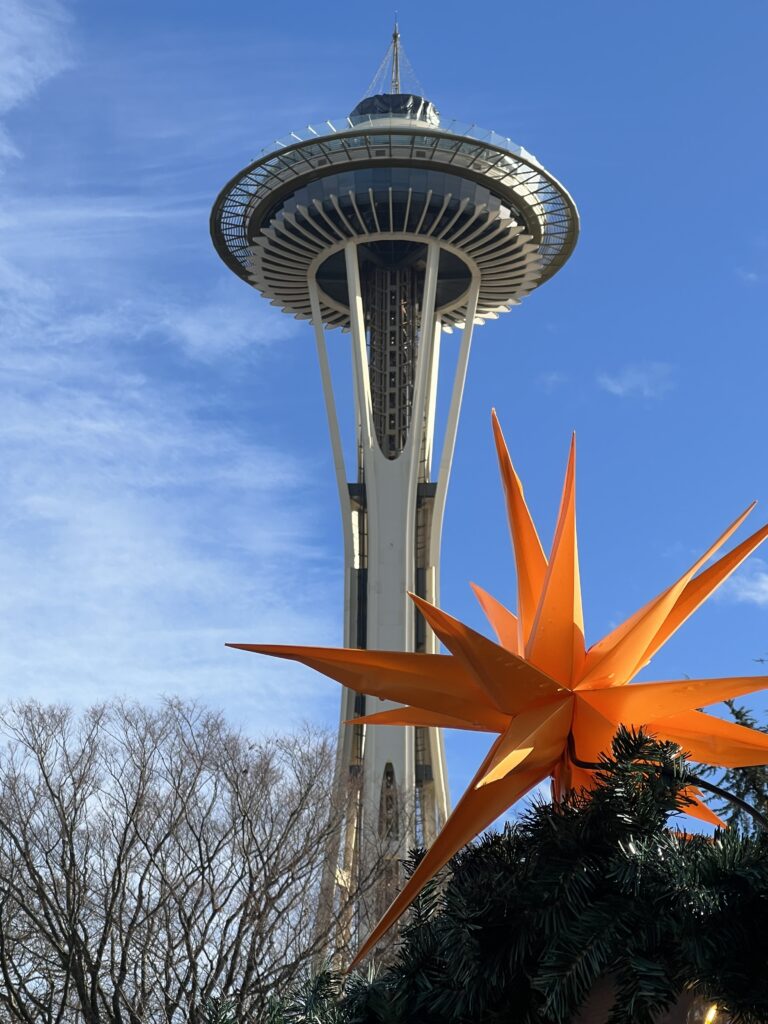 Space Needle with orange Moravian Star