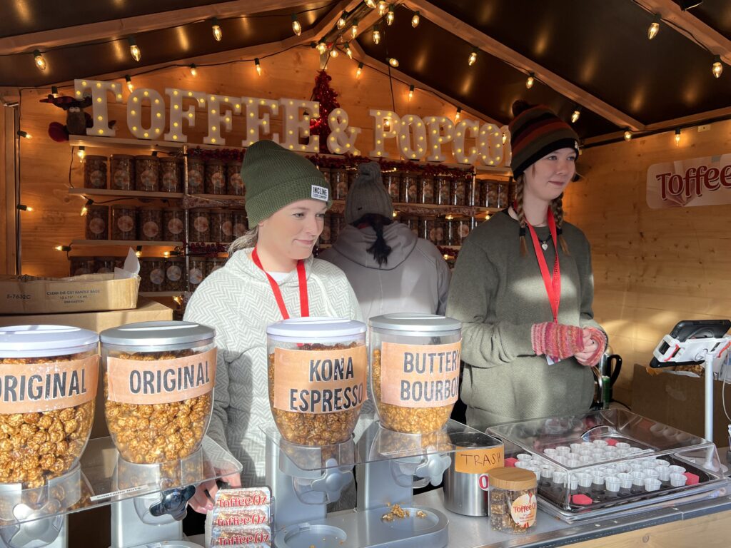 Toffee Popcorn booth at Seattle Christmas Market