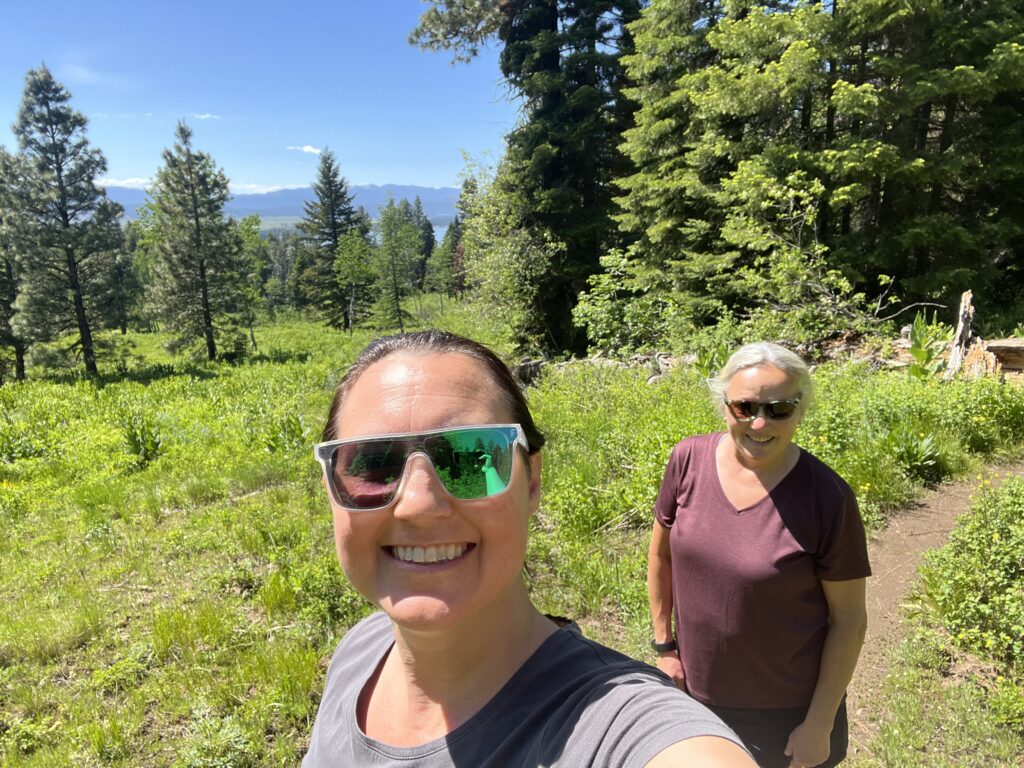 Julie and N on the trail